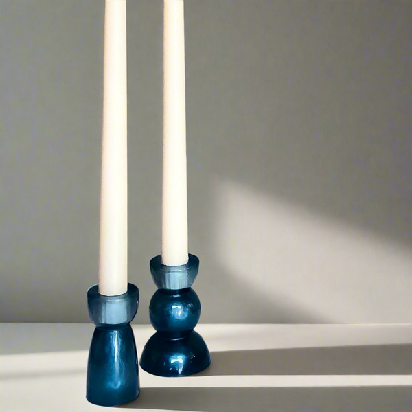 Eclectic Resin Candlestick Holder Set