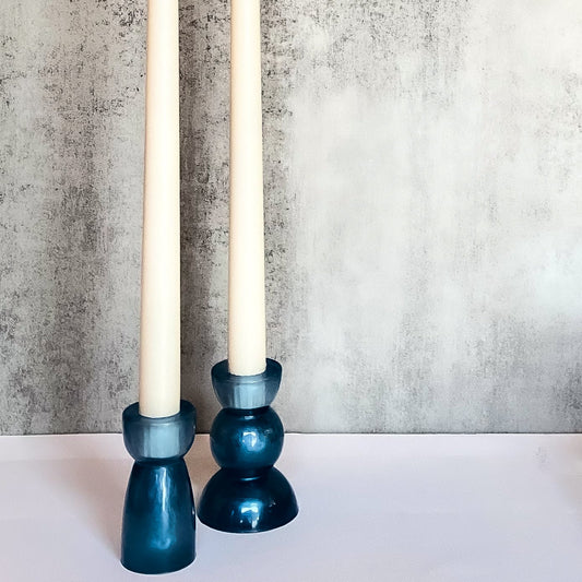 Eclectic Resin Candlestick Holder Set